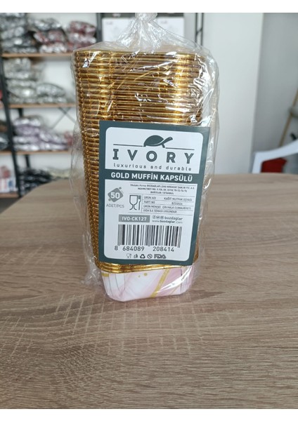 Gold Muffin Kapsül Fırınlabilir Kek Kapsülü Kare 50ADET