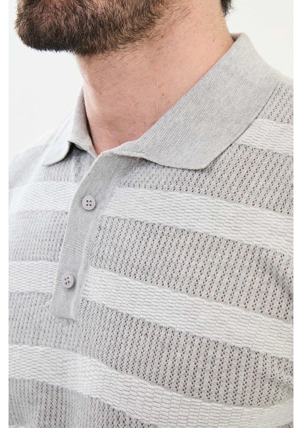 Çizgili Slim Fit Polo Yaka Erkek Triko T-Shirt fiyatları