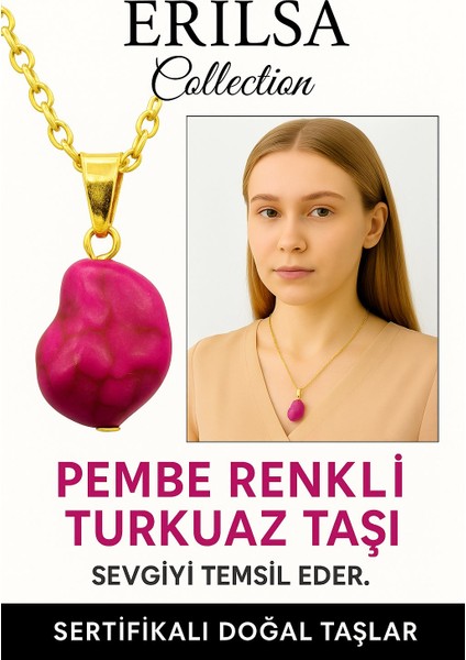 Sertifikalı Ham Işlenmemiş Pembe Turkuaz Taşı Kolye – Sevgi, Huzur ve Pozitif Enerji Taşı