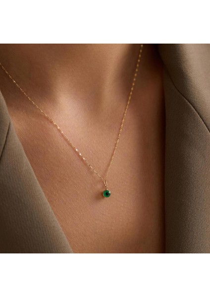 14 Ayar Altın Yeşil Nazar Göz Boncuk Aynalı Kolye fiyatları