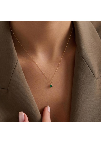 14 Ayar Altın Yeşil Nazar Göz Boncuk Aynalı Kolye modelleri