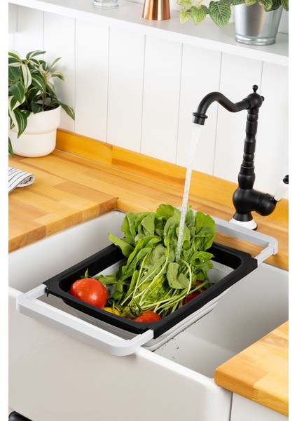 Silikon Silikon Büyük Boy Akordiyon Katlanabilir Lavabo Süzgeci 5,5 Litre Antrasit 1 Parça