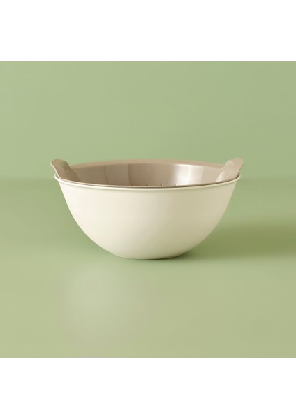 Plastik Handle Kaseli Süzgeç Bej (25,5X25,5X10,8 Cm) 2