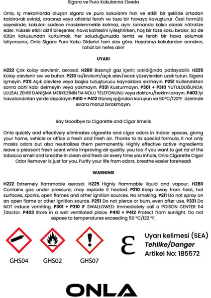 Sigara Puro Kötü Koku Giderici Sprey 150ML