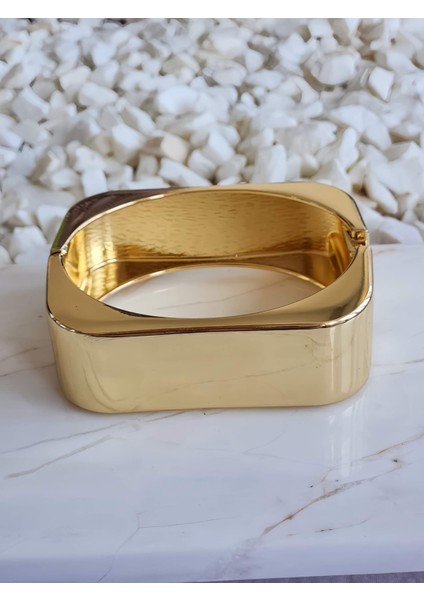Dikdörtgen Köşeli Gold Molted Kelepçe Çelik Bileklik modelleri