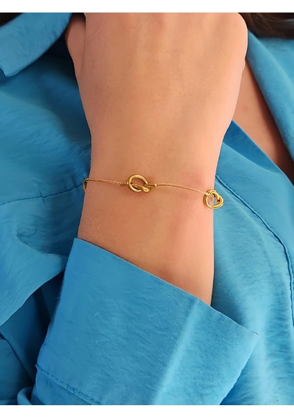 Düğüm Model Gold Renk Bileklik modelleri