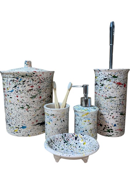 Dara Collection 5 Parça Banyo Seti Terrazzo Desenli