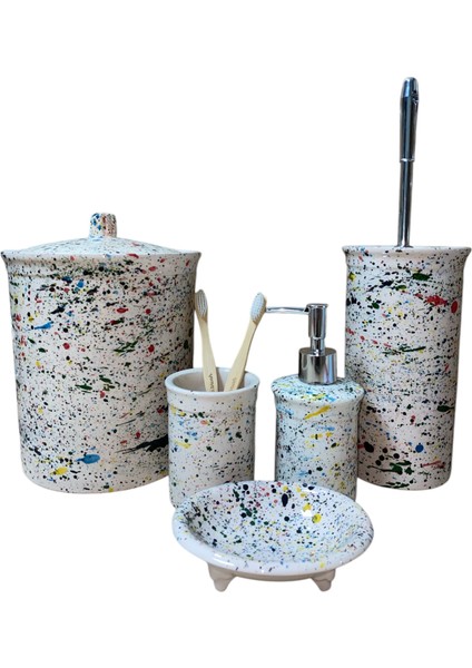Dara Collection 5 Parça Banyo Seti Terrazzo Desenli