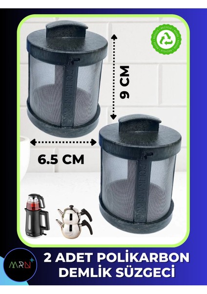 Siyah Demlik Içi Silindir Çay Süzgeci 2 Li Çelik 2