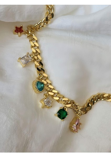 Renkli Baget Figürlü Gurmet Model Gold Renk Çelik Bileklik fiyatları