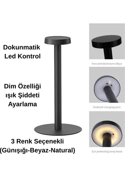 Dokunmatik Şarjlı Dekoratif Halter LED Masa Lambası