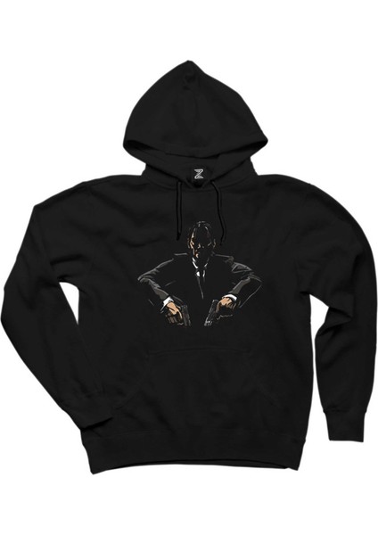 John Wick Minimal Siyah Kapşonlu Sweatshirt Hoodie