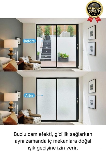 Premium Uv Engelleyici Içeriyi Göstermeyen Yapışkan Iz Bırakmaz Ofis Ev Buzlu Cam Filmi 2 mt x 60 cm fırsatları