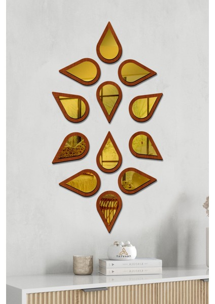 Su Damlası Dekoratif Ayna Seti Ahşap 12 Adet Pleksi Ayna fiyatları