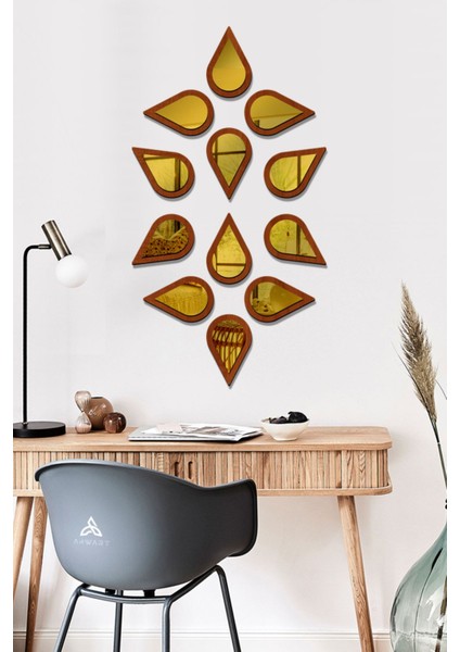 Su Damlası Dekoratif Ayna Seti Ahşap 12 Adet Pleksi Ayna fırsatları