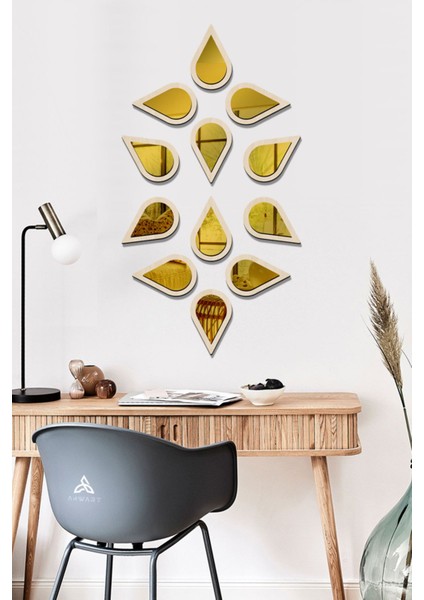 Su Damlası Dekoratif Ayna Seti Ahşap 12 Adet Pleksi Ayna fırsatları