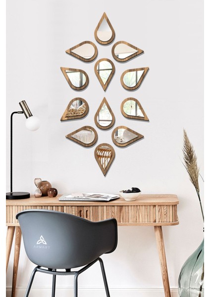 Su Damlası Dekoratif Ayna Seti Ahşap 12 Adet Pleksi Ayna fırsatları