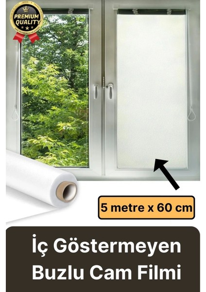 Uv Engelleyici Içeriyi Göstermeyen Yapışkan Iz Bırakmaz Ofis Ev Buzlu Cam Filmi 5 mt x 60 cm