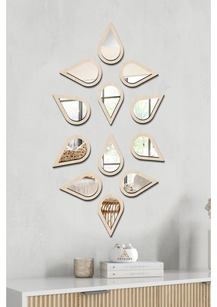 Su Damlası Dekoratif Ayna Seti Ahşap 12 Adet Pleksi Ayna fiyatları