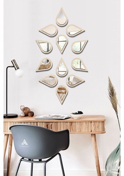 Su Damlası Dekoratif Ayna Seti Ahşap 12 Adet Pleksi Ayna fırsatları