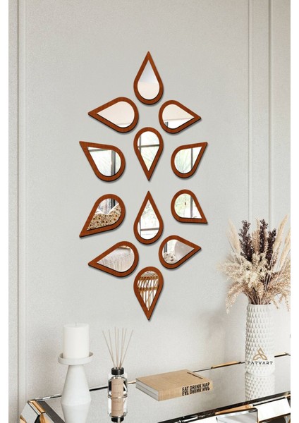 Su Damlası Dekoratif Ayna Seti Ahşap 12 Adet Pleksi Ayna modelleri