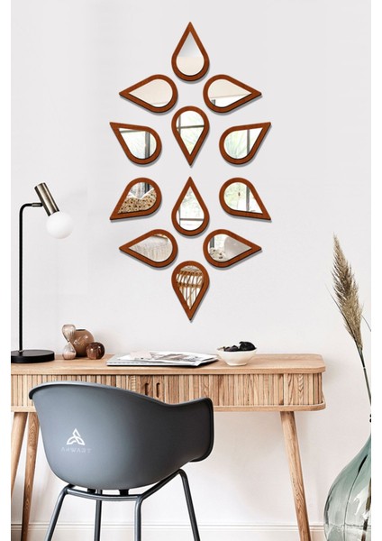 Su Damlası Dekoratif Ayna Seti Ahşap 12 Adet Pleksi Ayna fırsatları