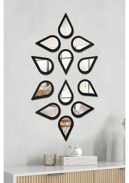 Su Damlası Dekoratif Ayna Seti Ahşap 12 Adet Pleksi Ayna fiyatları