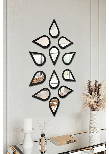 Su Damlası Dekoratif Ayna Seti Ahşap 12 Adet Pleksi Ayna modelleri