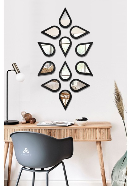 Su Damlası Dekoratif Ayna Seti Ahşap 12 Adet Pleksi Ayna fırsatları