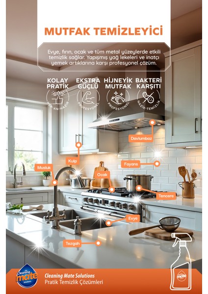 Cleaning Mate Ultra Güçlü Yağ ve Kir Sökücü Mutfak Temizleyici modelleri