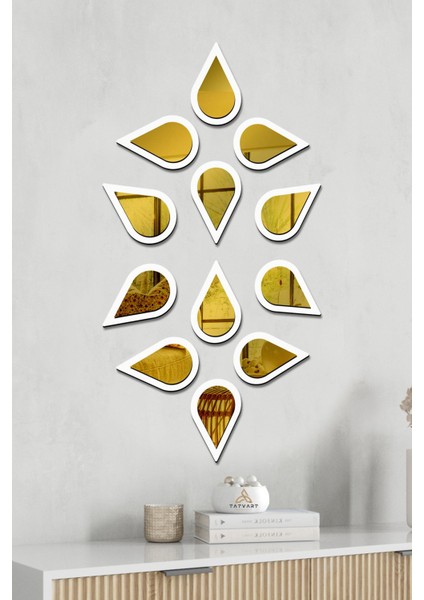 Su Damlası Dekoratif Ayna Seti Ahşap 12 Adet Pleksi Ayna fiyatları
