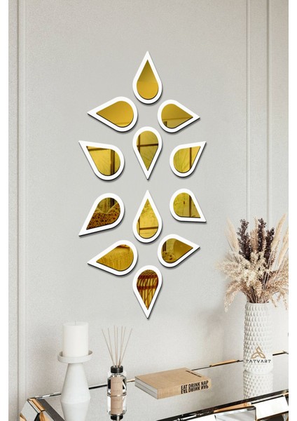 Su Damlası Dekoratif Ayna Seti Ahşap 12 Adet Pleksi Ayna modelleri