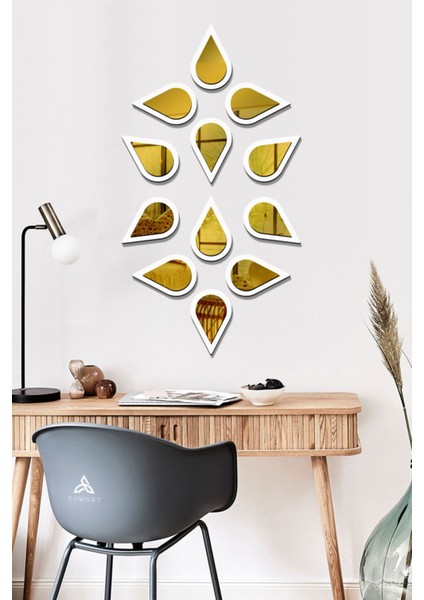 Su Damlası Dekoratif Ayna Seti Ahşap 12 Adet Pleksi Ayna fırsatları