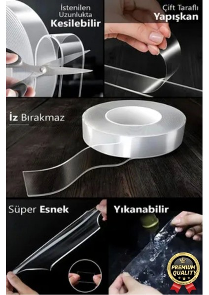 Çok Amaçlı Izolasyon Hava Su Sızdırmaz Çift Taraflı Silikon Şeffaf Nano Bant 18MM x 1.5m - 5 Adet
