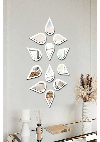 Su Damlası Dekoratif Ayna Seti Ahşap 12 Adet Pleksi Ayna modelleri