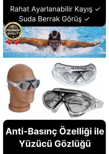 Deluxe Ayarlanabilir Kayış Deniz Havuz Su Geçirmez Plastik Antifog Kutulu Yetişkin Yüzücü Gözlüğü
