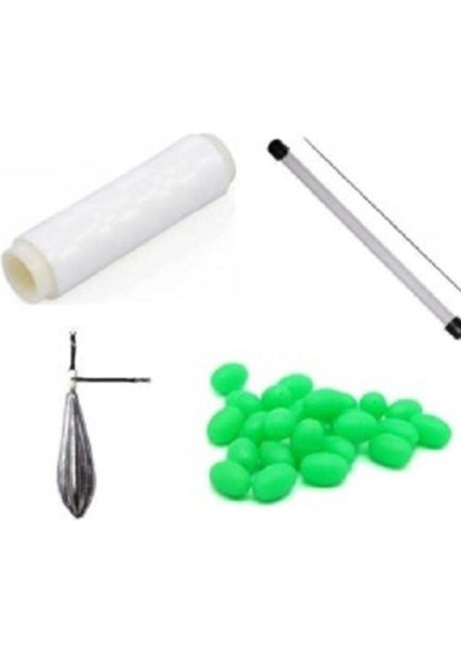 Balık avı ıçin 4 lü set boncuk 40 gr kurşun şiş yem ıpi