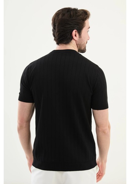 Desenli Slim Fit Bisiklet Yaka Erkek Triko T-Shirt modelleri