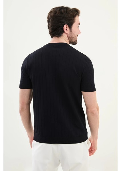 Desenli Slim Fit Bisiklet Yaka Erkek Triko T-Shirt modelleri