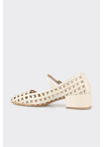 Bej Deri Kadın Topuklu Ayakkabı modelleri