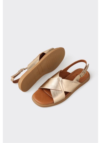 Gold Deri Kadın Sandalet modelleri
