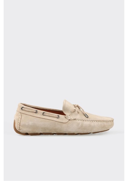 Bej Deri Erkek Loafer
