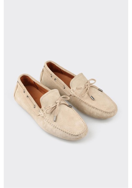 Bej Deri Erkek Loafer