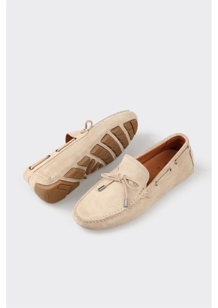 Bej Deri Erkek Loafer