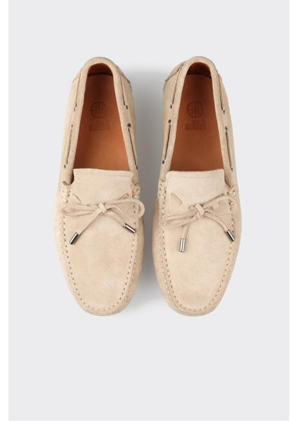 Bej Deri Erkek Loafer