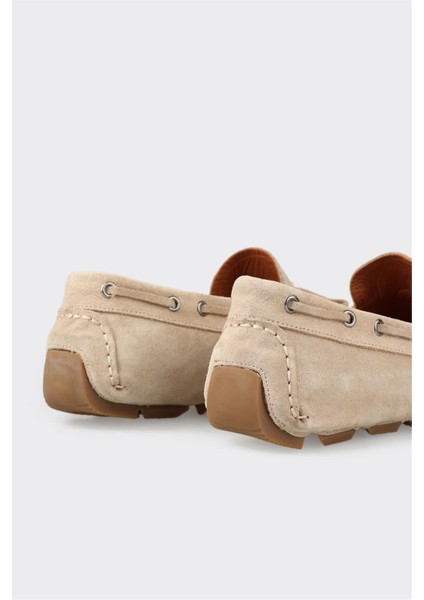 Bej Deri Erkek Loafer