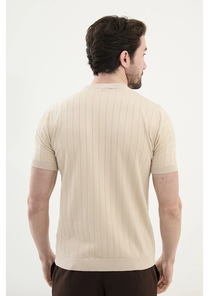 Desenli Slim Fit Bisiklet Yaka Erkek Triko T-Shirt fiyatları