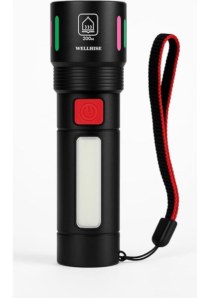 Menashop B15 Şarjlı Ledli Fosforlu El Feneri