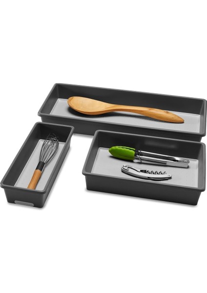 Menashop Metrashop Classic 3 Bölmeli Çöp Kutusu, Granit Renkler, Klasik Koleksiyon, Çok Amaçlı Saklama Imkanları, Yumuşak Iç Astar, Kaymaz Kauçuk Ayaklar, Uzun Ömürlü, Bpa Içermez Siyah 29603