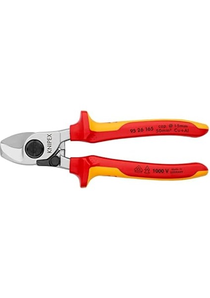 Menashop Metrashop Kablo Makası, Açma Yaylı, Krom Kaplama, Çok Bileşenli Manşonlarla Izole Edilmiş, Vde Onaylı 165 mm 95 26 165
